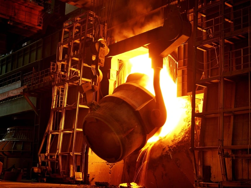 Industrial furnace with a glowing hot opening