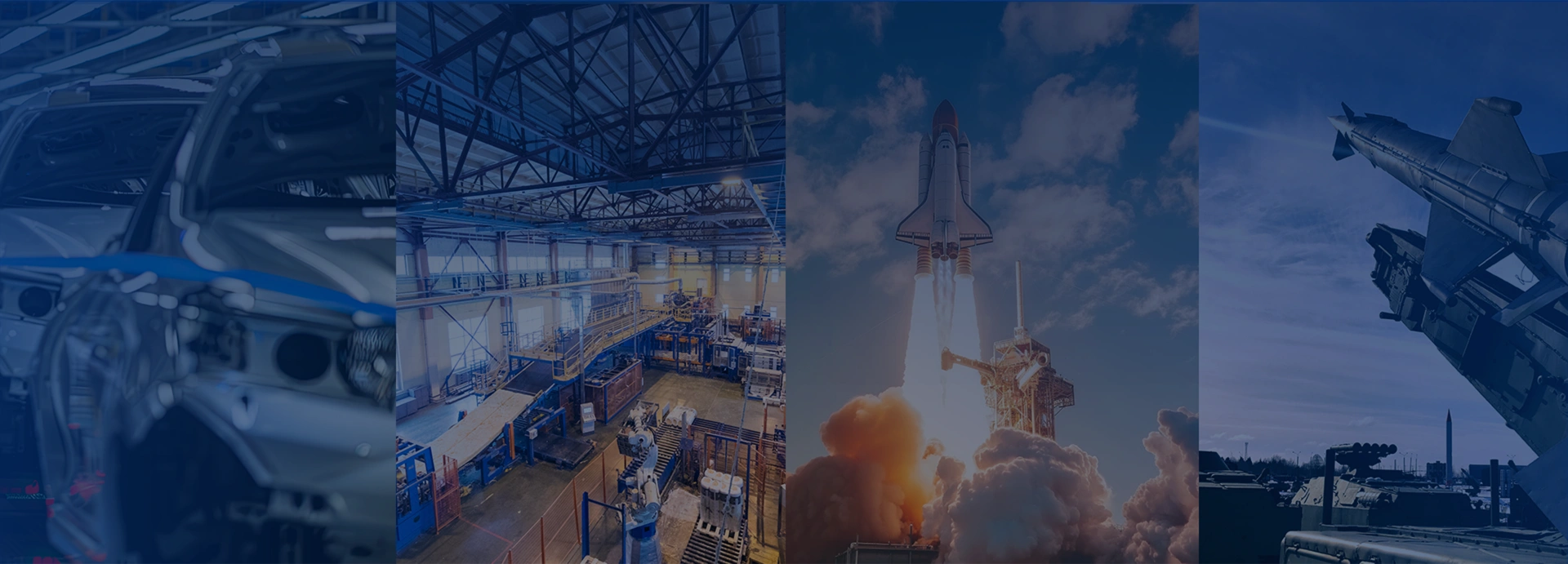Industrial applications including vehicle manufacturing, processing and aerospace